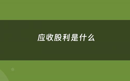  应收股利是什么