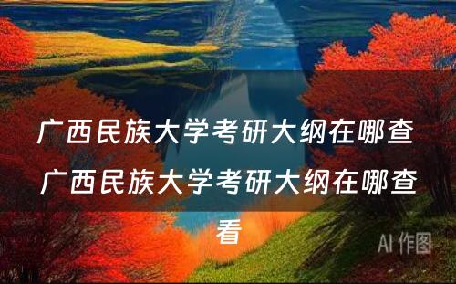 广西民族大学考研大纲在哪查 广西民族大学考研大纲在哪查看