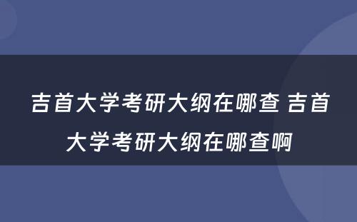 吉首大学考研大纲在哪查 吉首大学考研大纲在哪查啊