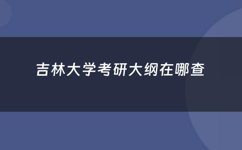 吉林大学考研大纲在哪查 