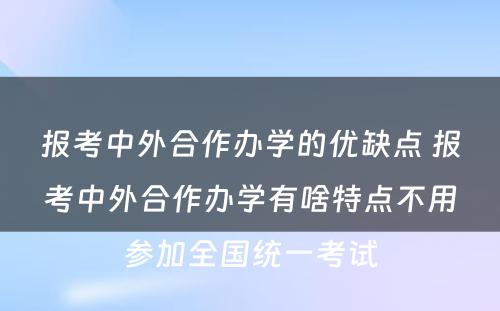 报考中外合作办学的优缺点 报考中外合作办学有啥特点不用参加全国统一考试