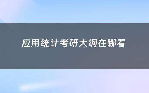 应用统计考研大纲在哪看 