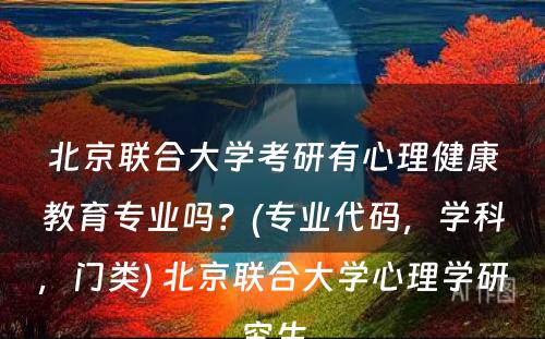 北京联合大学考研有心理健康教育专业吗？(专业代码，学科，门类) 北京联合大学心理学研究生