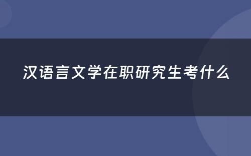 汉语言文学在职研究生考什么