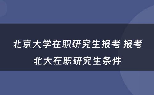 北京大学在职研究生报考 报考北大在职研究生条件