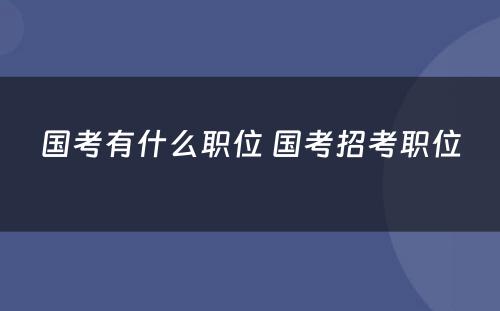 国考有什么职位 国考招考职位