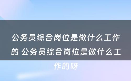 公务员综合岗位是做什么工作的 公务员综合岗位是做什么工作的呀