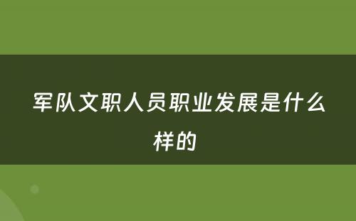 军队文职人员职业发展是什么样的