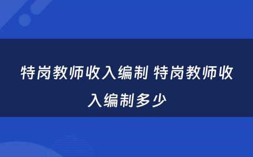 特岗教师收入编制 特岗教师收入编制多少