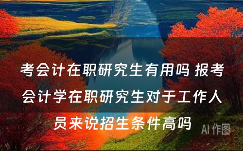 考会计在职研究生有用吗 报考会计学在职研究生对于工作人员来说招生条件高吗