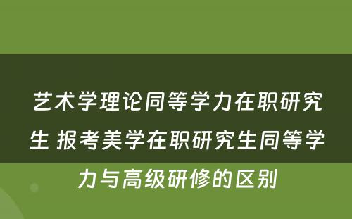 艺术学理论同等学力在职研究生 报考美学在职研究生同等学力与高级研修的区别