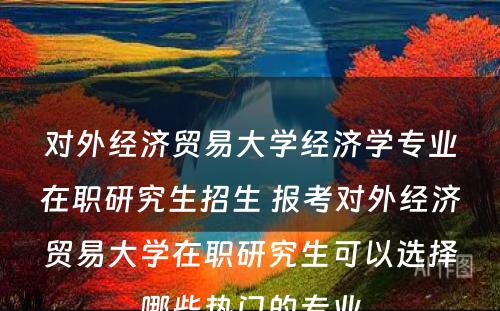 对外经济贸易大学经济学专业在职研究生招生 报考对外经济贸易大学在职研究生可以选择哪些热门的专业