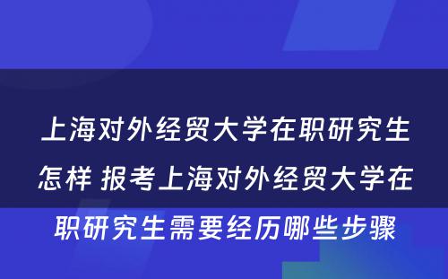 上海对外经贸大学在职研究生怎样 报考上海对外经贸大学在职研究生需要经历哪些步骤