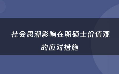  社会思潮影响在职硕士价值观的应对措施