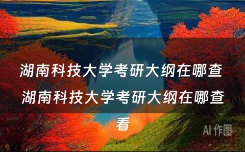 湖南科技大学考研大纲在哪查 湖南科技大学考研大纲在哪查看