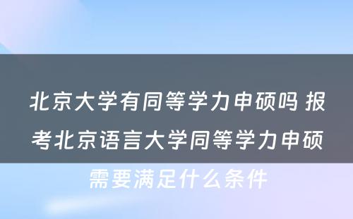 北京大学有同等学力申硕吗 报考北京语言大学同等学力申硕需要满足什么条件