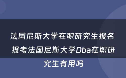 法国尼斯大学在职研究生报名 报考法国尼斯大学Dba在职研究生有用吗