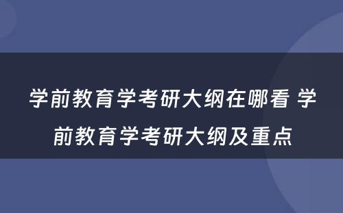 学前教育学考研大纲在哪看 学前教育学考研大纲及重点