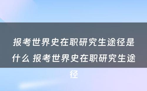 报考世界史在职研究生途径是什么 报考世界史在职研究生途径