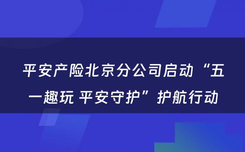 平安产险北京分公司启动“五一趣玩 平安守护”护航行动