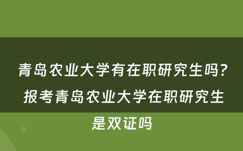 青岛农业大学有在职研究生吗? 报考青岛农业大学在职研究生是双证吗