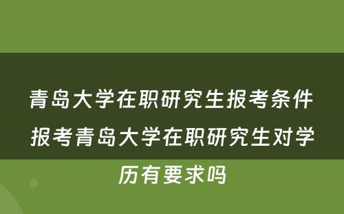 青岛大学在职研究生报考条件 报考青岛大学在职研究生对学历有要求吗