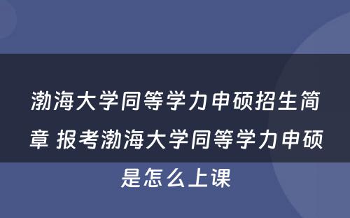 渤海大学同等学力申硕招生简章 报考渤海大学同等学力申硕是怎么上课