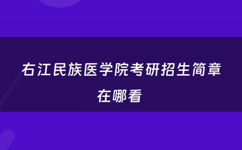 右江民族医学院考研招生简章在哪看 