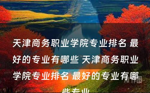 天津商务职业学院专业排名 最好的专业有哪些 天津商务职业学院专业排名 最好的专业有哪些专业