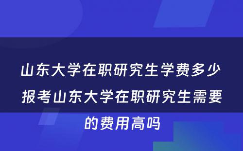 山东大学在职研究生学费多少 报考山东大学在职研究生需要的费用高吗