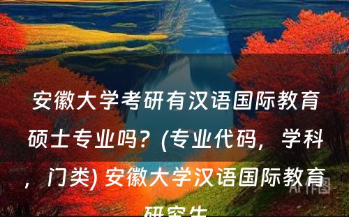安徽大学考研有汉语国际教育硕士专业吗？(专业代码，学科，门类) 安徽大学汉语国际教育研究生