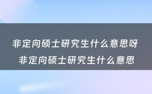 非定向硕士研究生什么意思呀 非定向硕士研究生什么意思