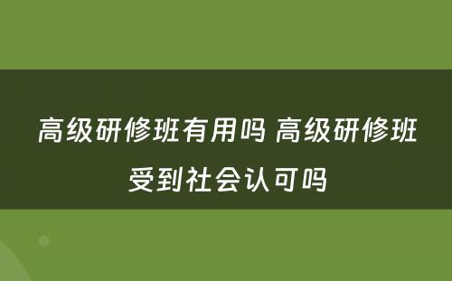 高级研修班有用吗 高级研修班受到社会认可吗