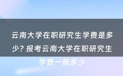 云南大学在职研究生学费是多少? 报考云南大学在职研究生学费一般多少