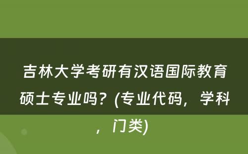 吉林大学考研有汉语国际教育硕士专业吗？(专业代码，学科，门类) 