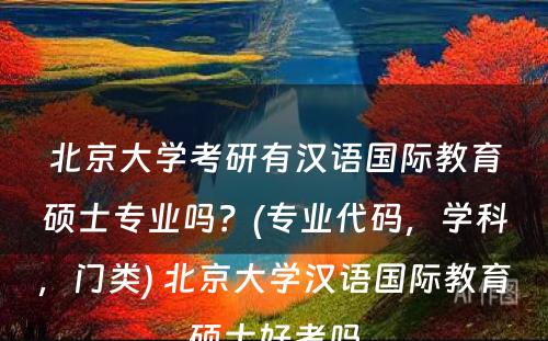 北京大学考研有汉语国际教育硕士专业吗？(专业代码，学科，门类) 北京大学汉语国际教育硕士好考吗