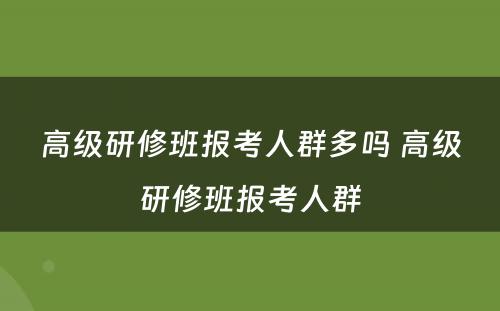 高级研修班报考人群多吗 高级研修班报考人群