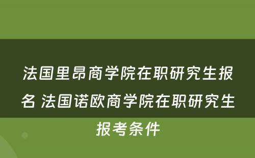 法国里昂商学院在职研究生报名 法国诺欧商学院在职研究生报考条件