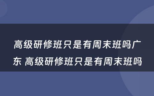 高级研修班只是有周末班吗广东 高级研修班只是有周末班吗