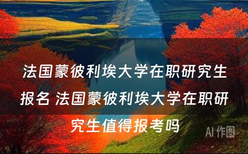 法国蒙彼利埃大学在职研究生报名 法国蒙彼利埃大学在职研究生值得报考吗