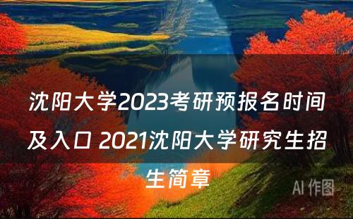 沈阳大学2023考研预报名时间及入口 2021沈阳大学研究生招生简章