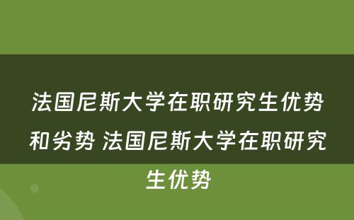 法国尼斯大学在职研究生优势和劣势 法国尼斯大学在职研究生优势