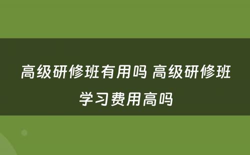 高级研修班有用吗 高级研修班学习费用高吗