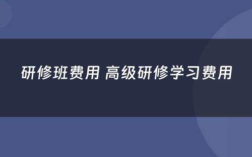 研修班费用 高级研修学习费用