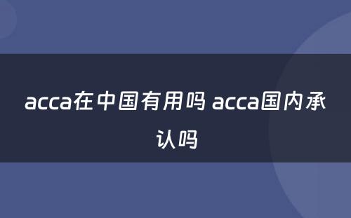 acca在中国有用吗 acca国内承认吗