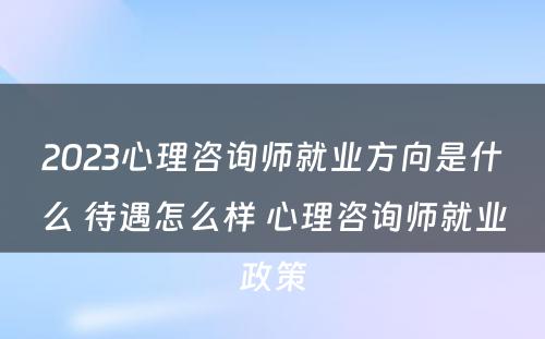2023心理咨询师就业方向是什么 待遇怎么样 心理咨询师就业政策