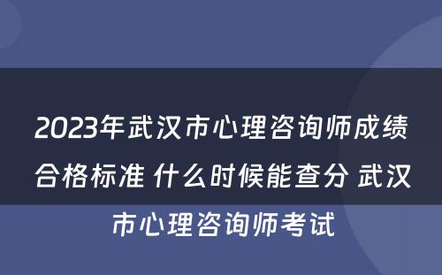 2023年武汉市心理咨询师成绩合格标准 什么时候能查分 武汉市心理咨询师考试