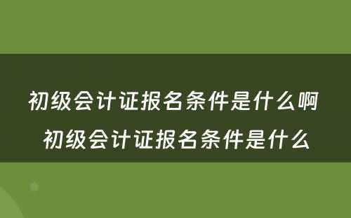 初级会计证报名条件是什么啊 初级会计证报名条件是什么