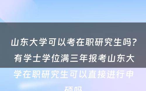 山东大学可以考在职研究生吗? 有学士学位满三年报考山东大学在职研究生可以直接进行申硕吗