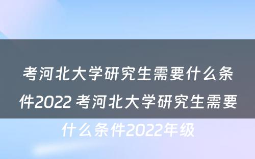 考河北大学研究生需要什么条件2022 考河北大学研究生需要什么条件2022年级